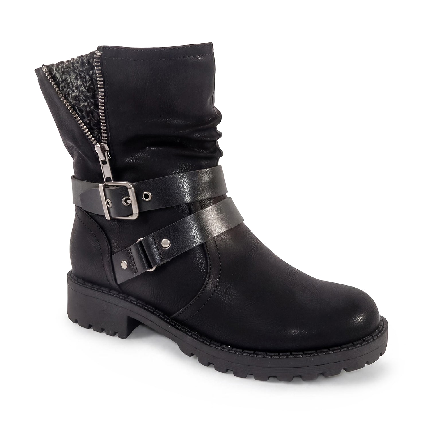 Pop Womens Liotta Flat Heel Motorcycle Boots