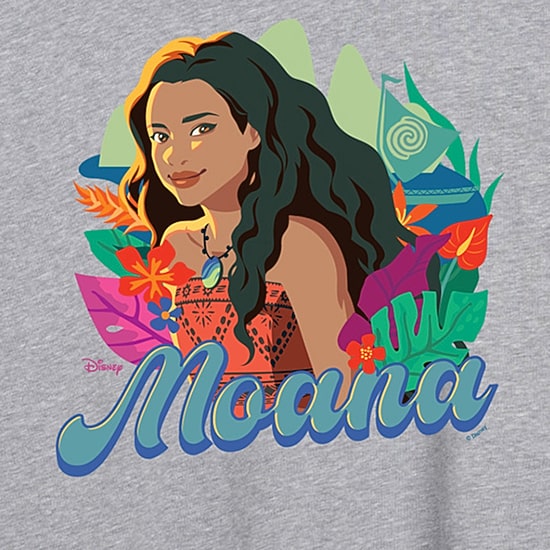 Moana Florals Womens Crew Neck Short Sleeve Regular Fit Moana Graphic T-Shirt