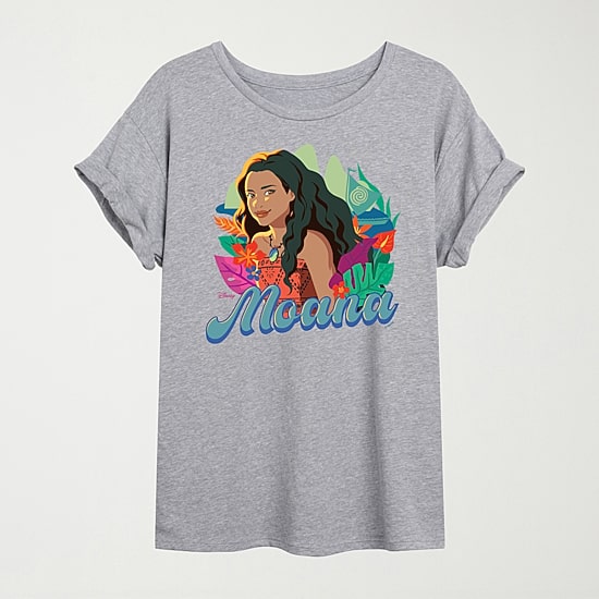 Moana Florals Womens Crew Neck Short Sleeve Regular Fit Moana Graphic T-Shirt