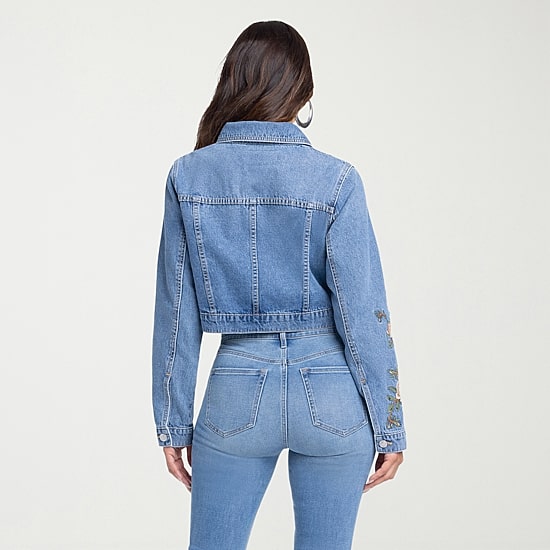 JS Jessica Simpson Womens Denim Embroidered Midweight Jacket