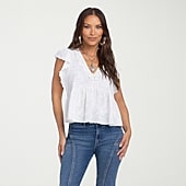 JS Jessica Simpson Womens V Neck Short Sleeve Blouse