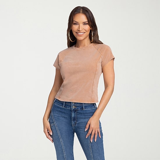 JS Jessica Simpson Womens Crew Neck Short Sleeve T-Shirt