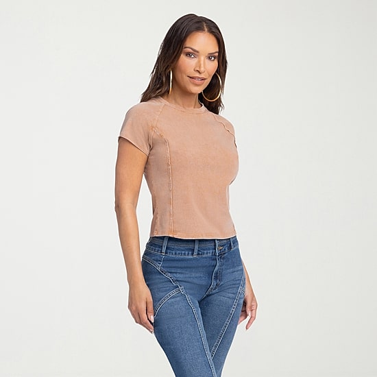 JS Jessica Simpson Womens Crew Neck Short Sleeve T-Shirt
