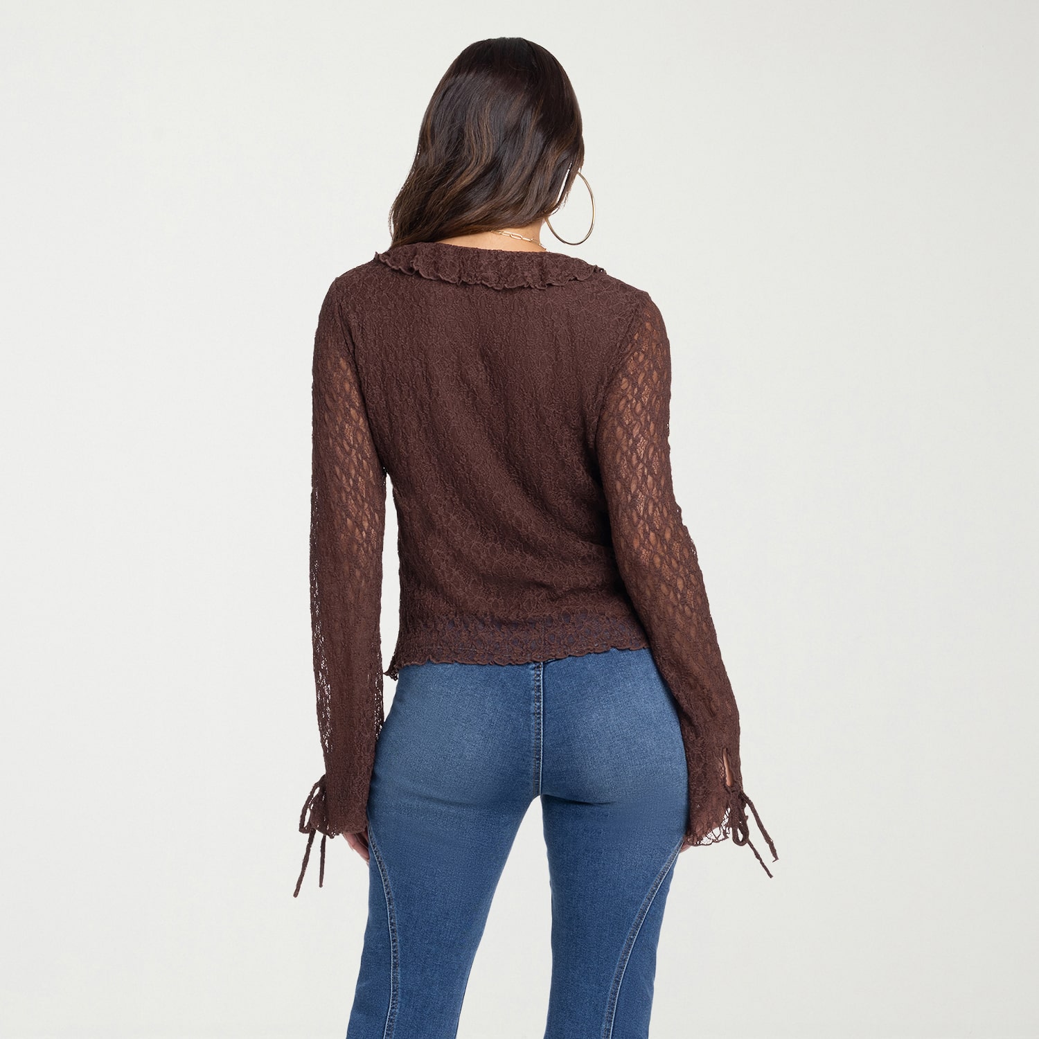JS Jessica Simpson Womens V Neck Long Sleeve Peasant Top