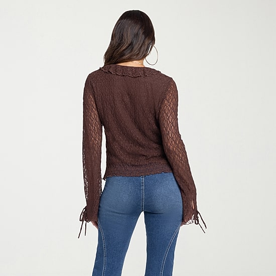JS Jessica Simpson Womens V Neck Long Sleeve Peasant Top