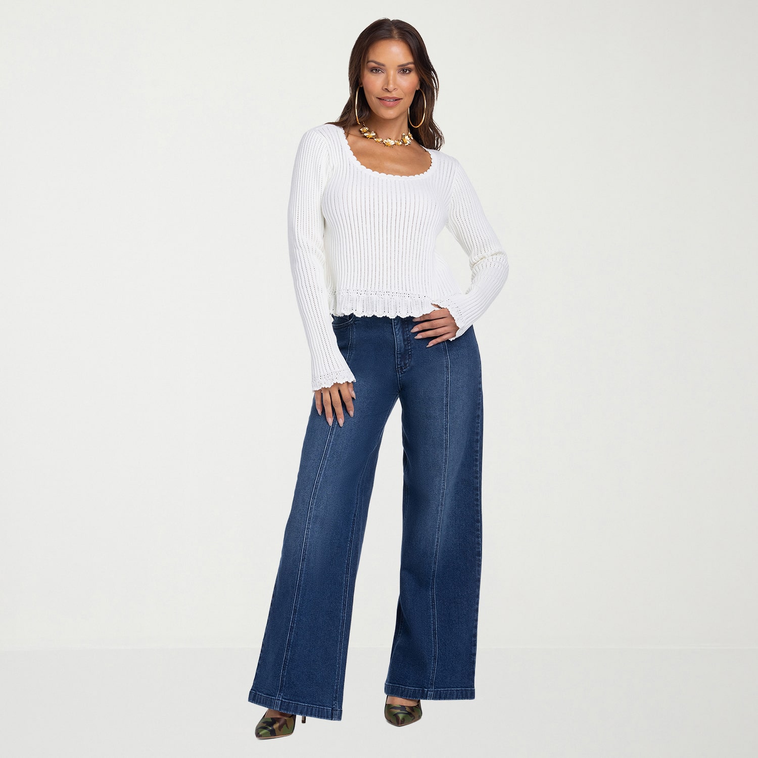 JS Jessica Simpson Womens High Rise Wide Leg Jean