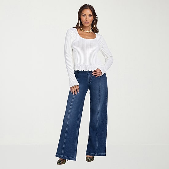 JS Jessica Simpson Womens High Rise Wide Leg Jean