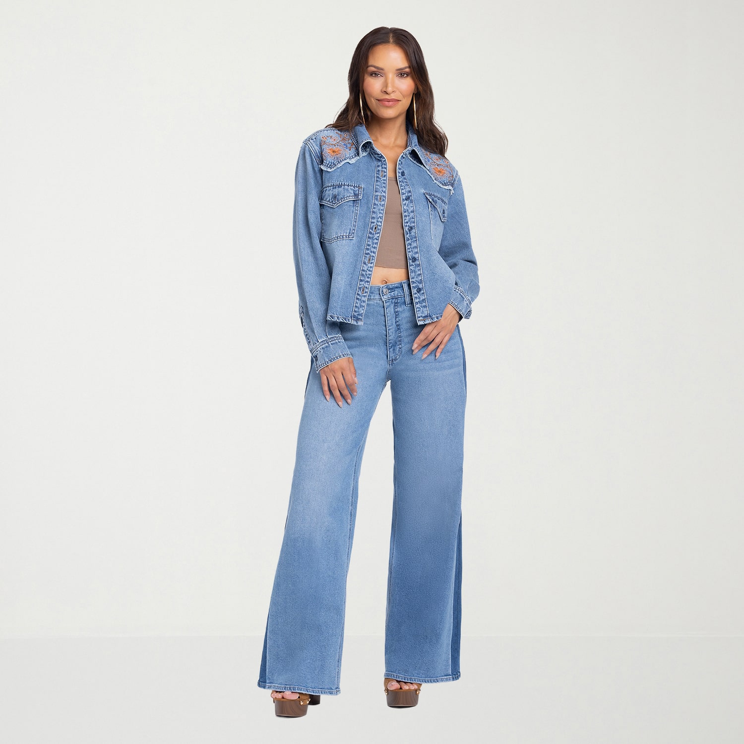 JS Jessica Simpson Womens High Rise Wide Leg Jean