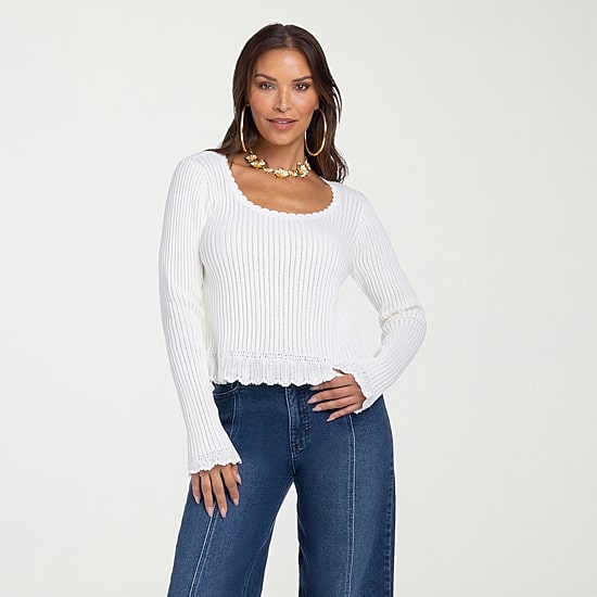 JS Jessica Simpson Womens Round Neck Long Sleeve Pullover Sweater