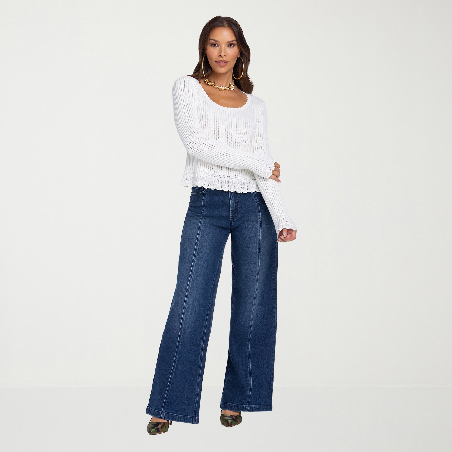 JS Jessica Simpson Womens Round Neck Long Sleeve Pullover Sweater