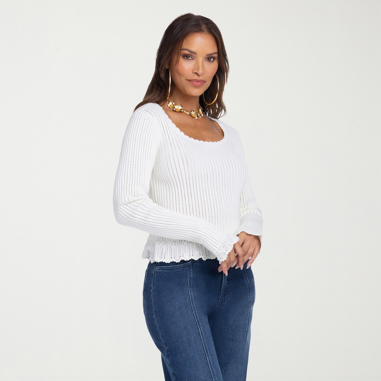 JS Jessica Simpson Womens Round Neck Long Sleeve Pullover Sweater