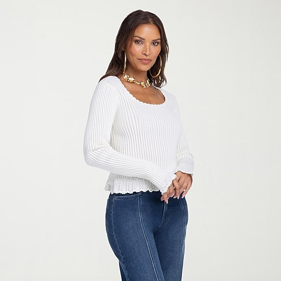 JS Jessica Simpson Womens Round Neck Long Sleeve Pullover Sweater