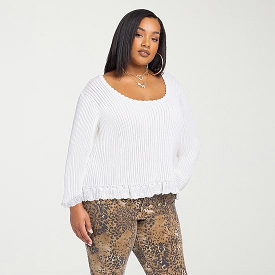 JS Jessica Simpson Plus Womens Round Neck Long Sleeve Pullover Sweater
