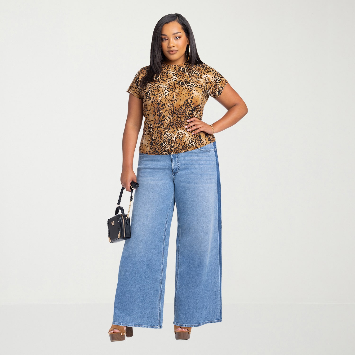 JS Jessica Simpson Womens Plus High Rise Wide Leg Jean