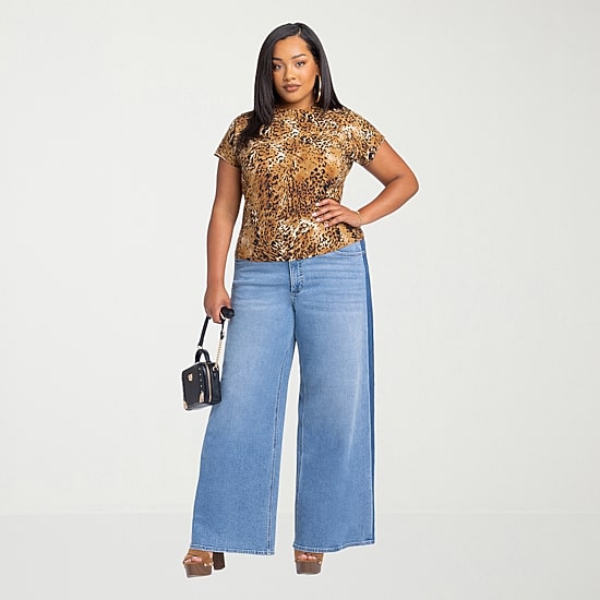JS Jessica Simpson Womens Plus High Rise Wide Leg Jean