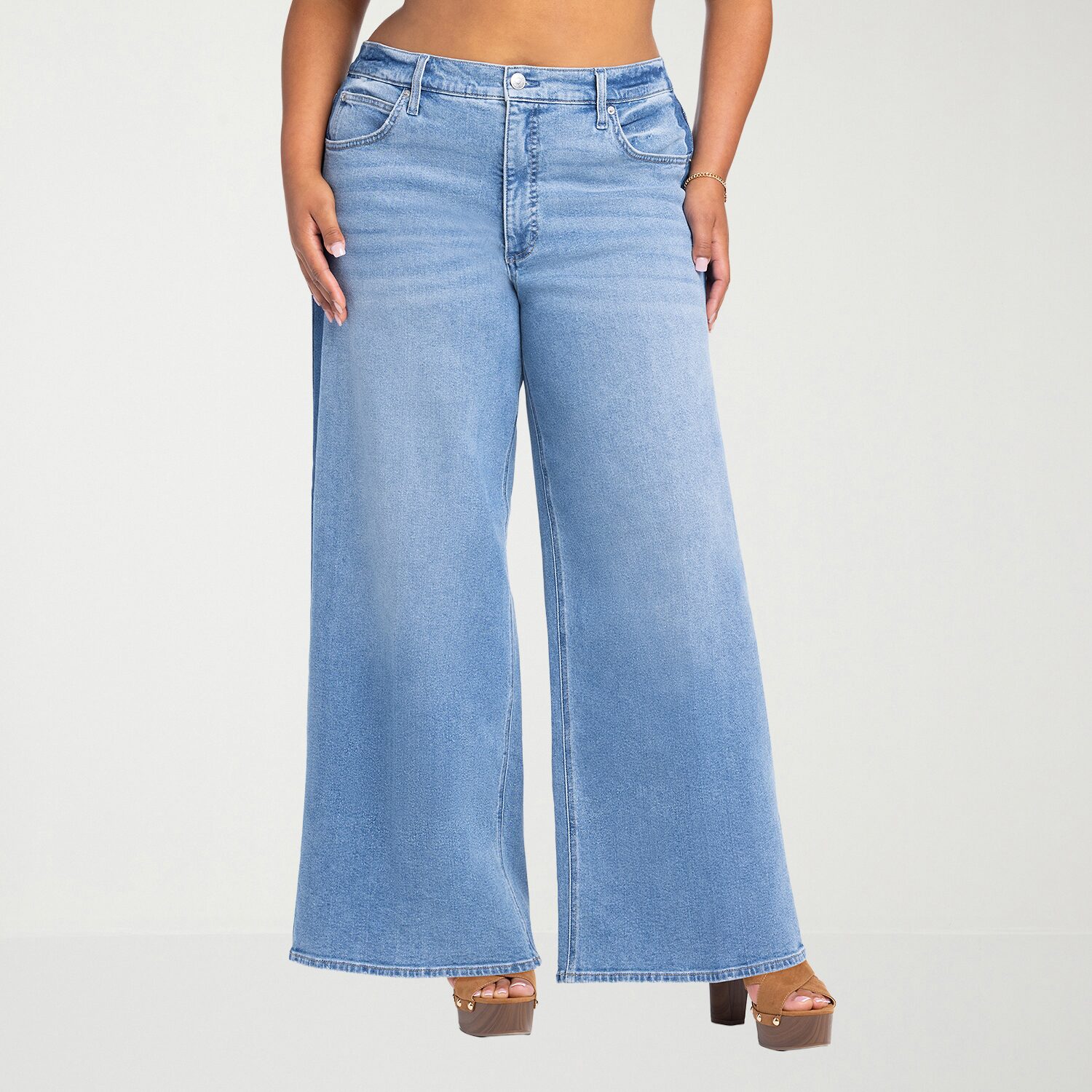 JS Jessica Simpson Womens Plus High Rise Wide Leg Jean