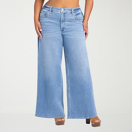 JS Jessica Simpson Womens Plus High Rise Wide Leg Jean