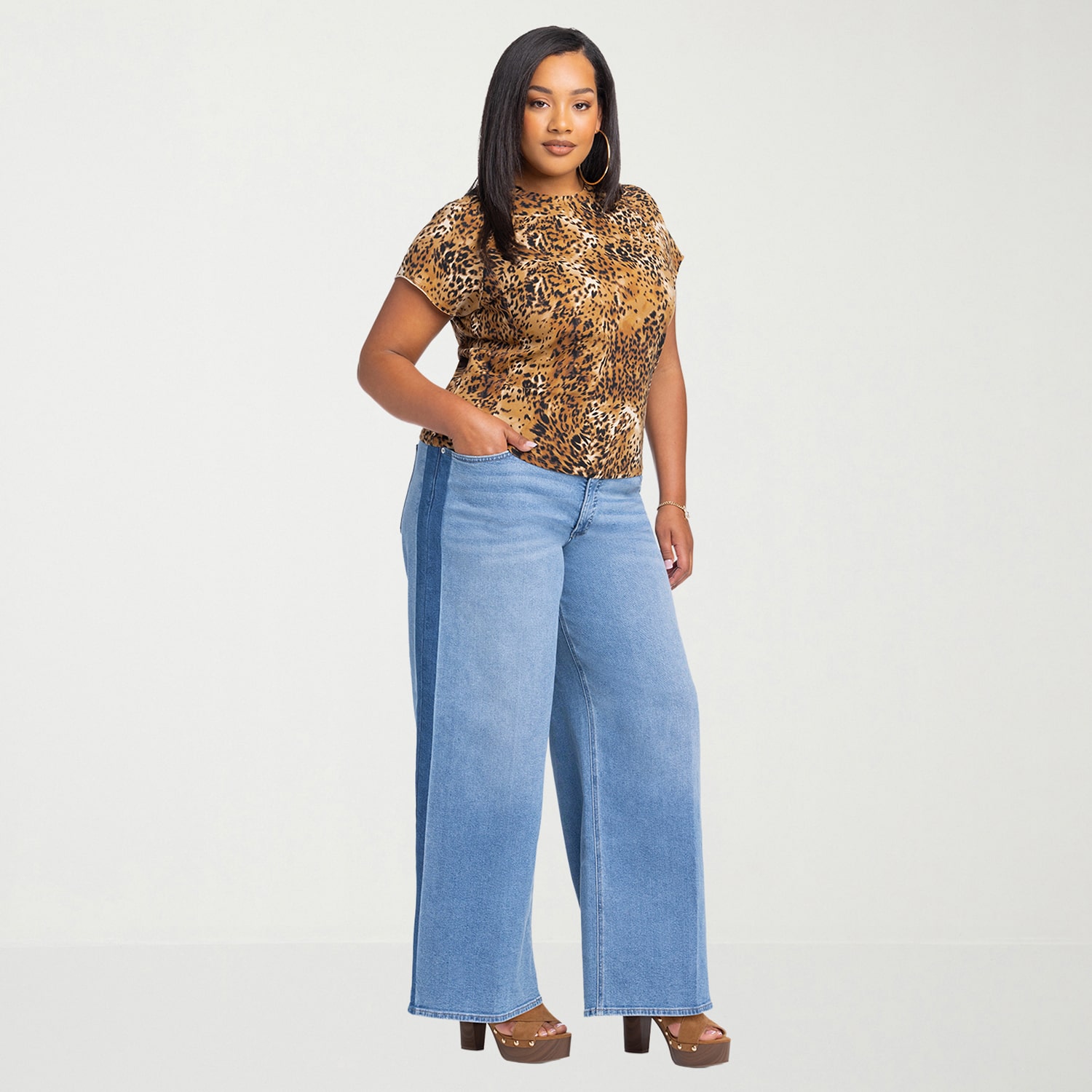 JS Jessica Simpson Womens Plus High Rise Wide Leg Jean