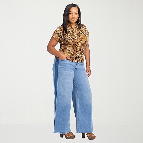 JS Jessica Simpson Womens Plus High Rise Wide Leg Jean