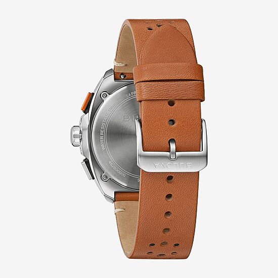 Bulova Racer Mens Chronograph Brown Leather Strap Watch 98b427
