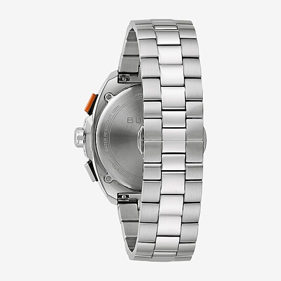 Bulova Racer Mens Chronograph Silver Tone Stainless Steel Bracelet Watch 98b432