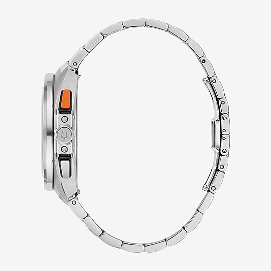Bulova Racer Mens Chronograph Silver Tone Stainless Steel Bracelet Watch 98b432