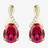 Womens Gemstone Sterling Silver or 14K Gold Over Silver 14mm Pear Stud Earrings