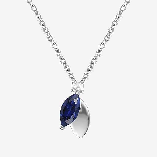 Lab-Created Gemstone Sterling Silver 18 Inch Pendant Necklace