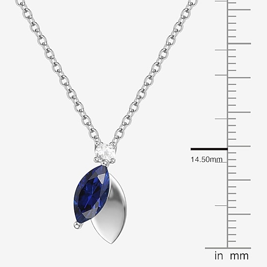 Lab-Created Gemstone Sterling Silver 18 Inch Pendant Necklace