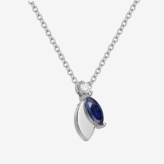Lab-Created Gemstone Sterling Silver 18 Inch Pendant Necklace