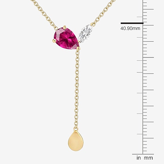 Womens Red Ruby 14K Gold Over Silver 18 Inch Y Necklace