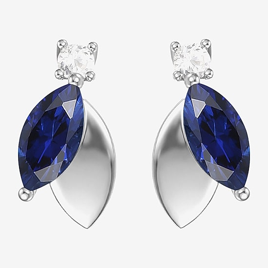 Lab-Created Gemstone Sterling Silver Marquise Drop Earrings