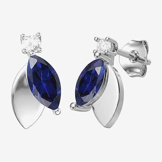 Lab-Created Gemstone Sterling Silver Marquise Drop Earrings