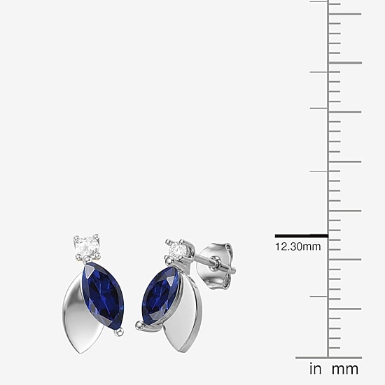 Lab-Created Gemstone Sterling Silver Marquise Drop Earrings