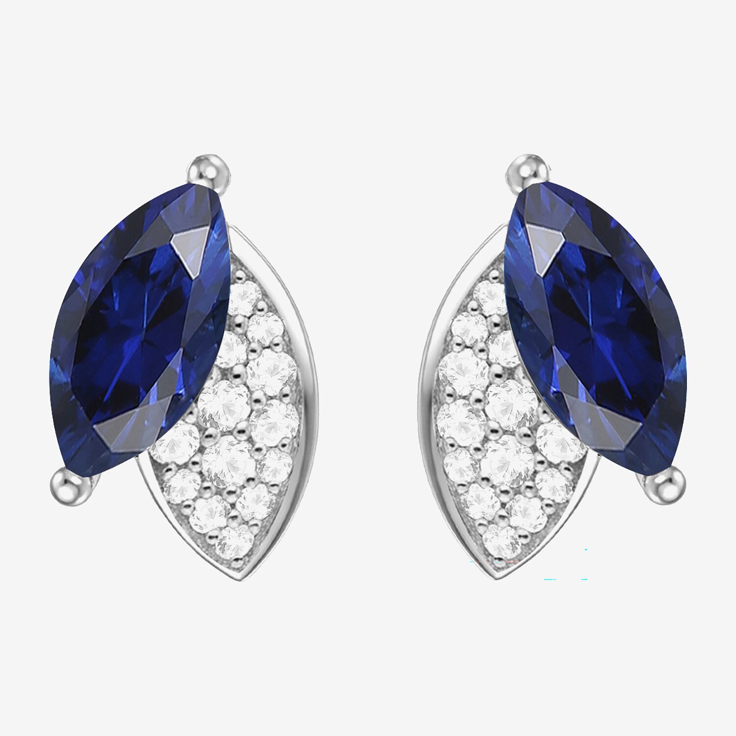 Lab Created Gemstone Sterling Silver Marquise Stud Earrings