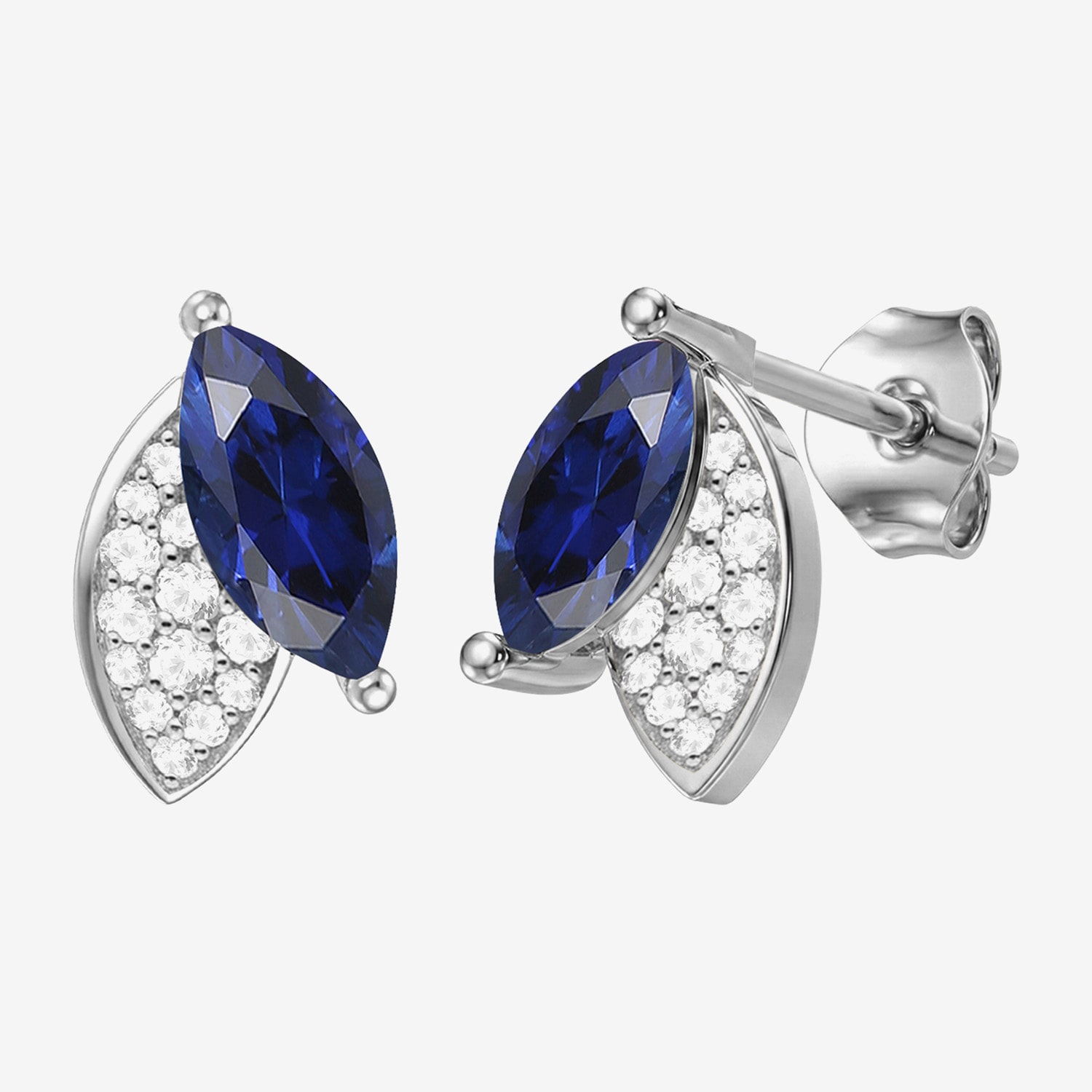 Lab Created Gemstone Sterling Silver Marquise Stud Earrings