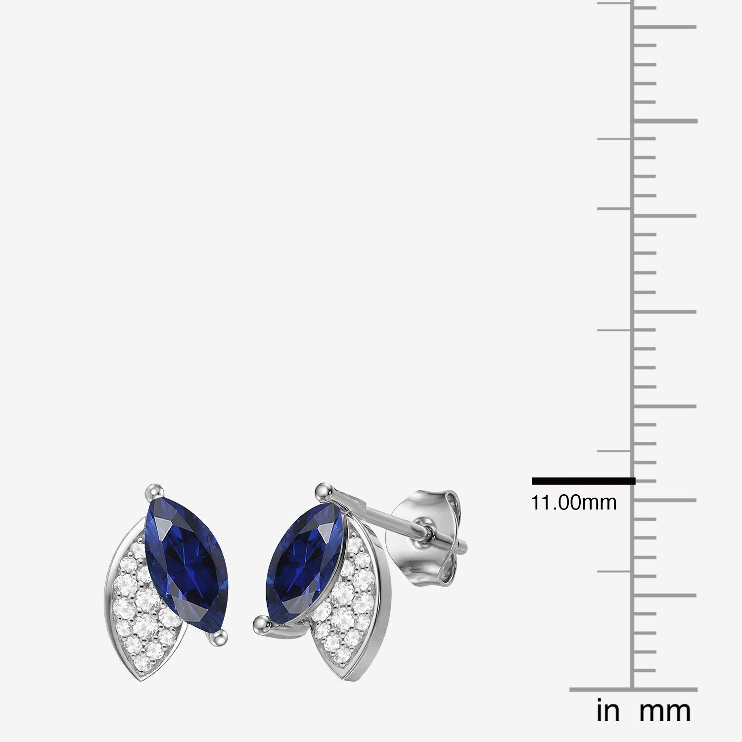Lab Created Gemstone Sterling Silver Marquise Stud Earrings