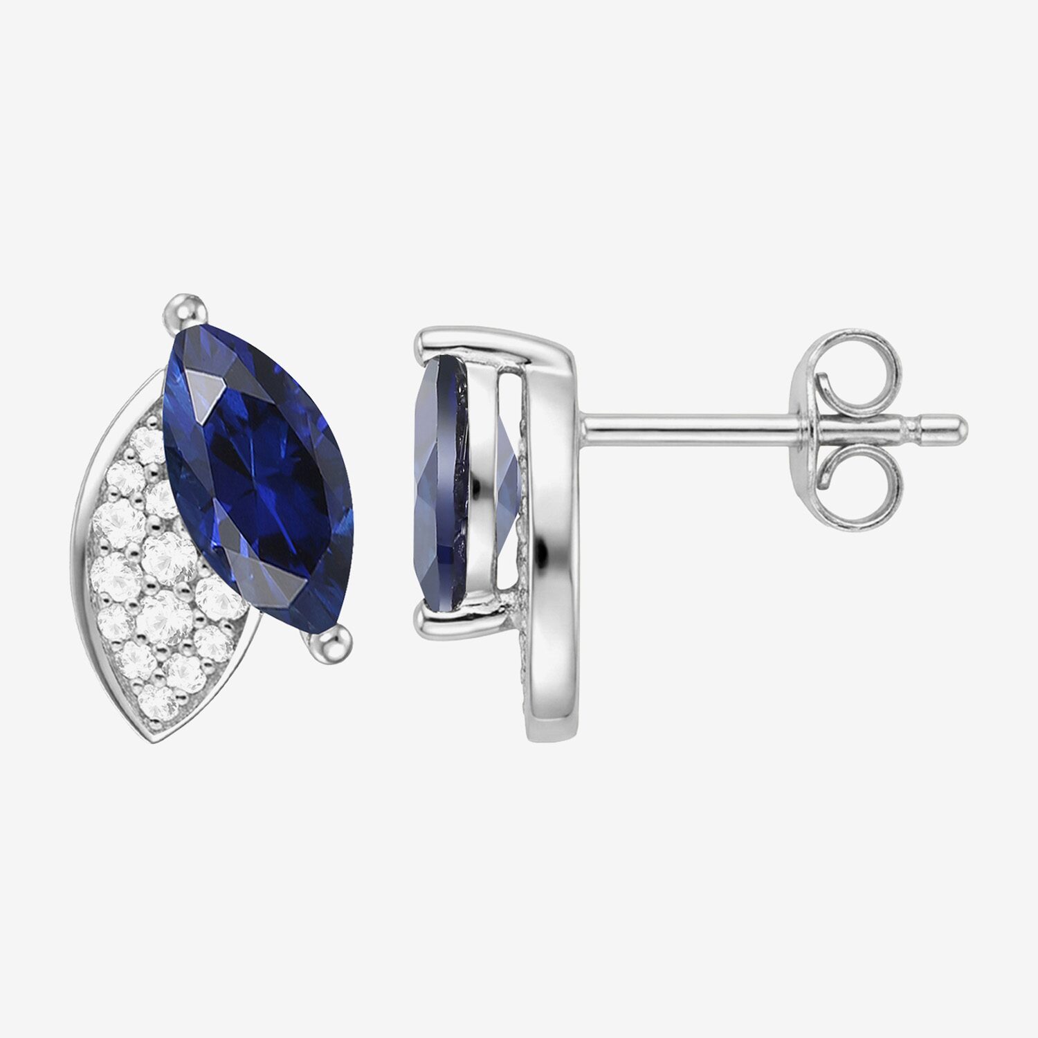 Lab Created Gemstone Sterling Silver Marquise Stud Earrings