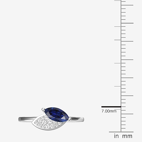 Womens Lab Created Blue Sapphire Sterling Silver Marquise Cocktail Ring