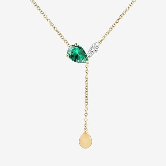 Lab-Created Gemstone Sterling Silver 18 Inch Y Necklace