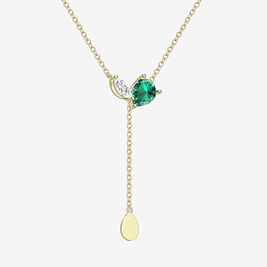 Lab-Created Gemstone Sterling Silver 18 Inch Y Necklace