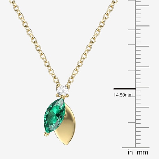 Womens Lab Created Green Emerald 14K Gold Over Silver 18 Inch Pendant Necklace