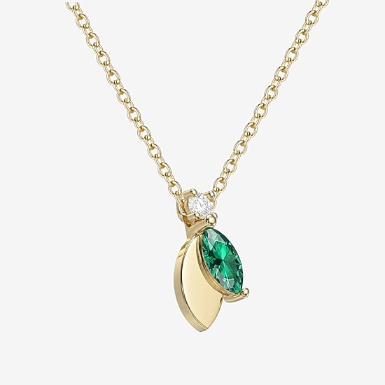 Womens Lab Created Green Emerald 14K Gold Over Silver 18 Inch Pendant Necklace