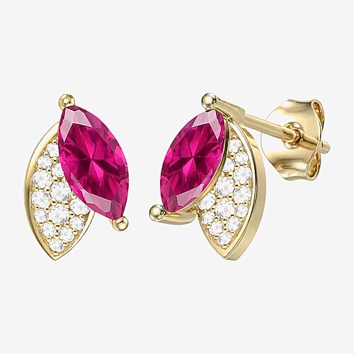 Lab Created Gemstone Sterling Silver Marquise Stud Earrings, One Size, Red