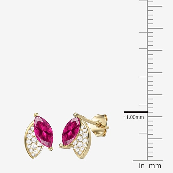 Lab Created Gemstone Sterling Silver Marquise Stud Earrings