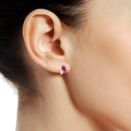 Lab Created Gemstone Sterling Silver Marquise Stud Earrings