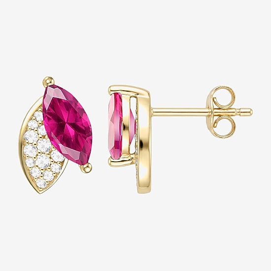 Lab Created Gemstone Sterling Silver Marquise Stud Earrings