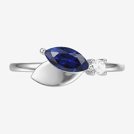 Lab-Created Gemstone Sterling Silver Marquise Ring