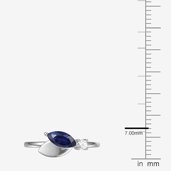Lab-Created Gemstone Sterling Silver Marquise Ring