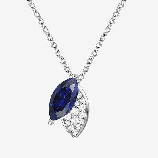 Womens Lab Created Blue Sapphire Sterling Silver 18 Inch Pendant Necklace